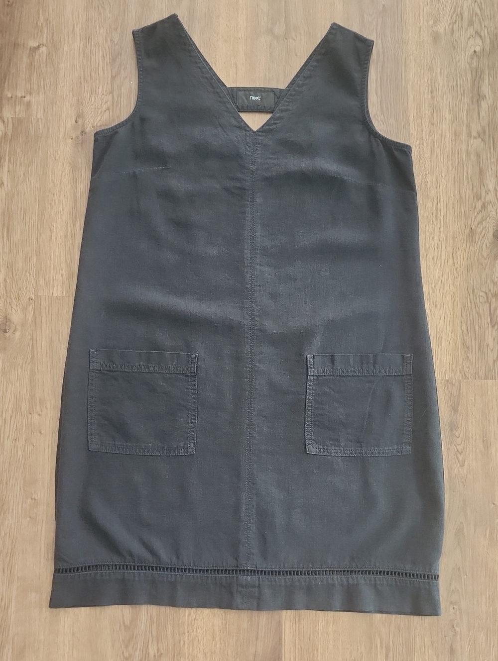 next Black V-Neck Sleeveless Linen Dress